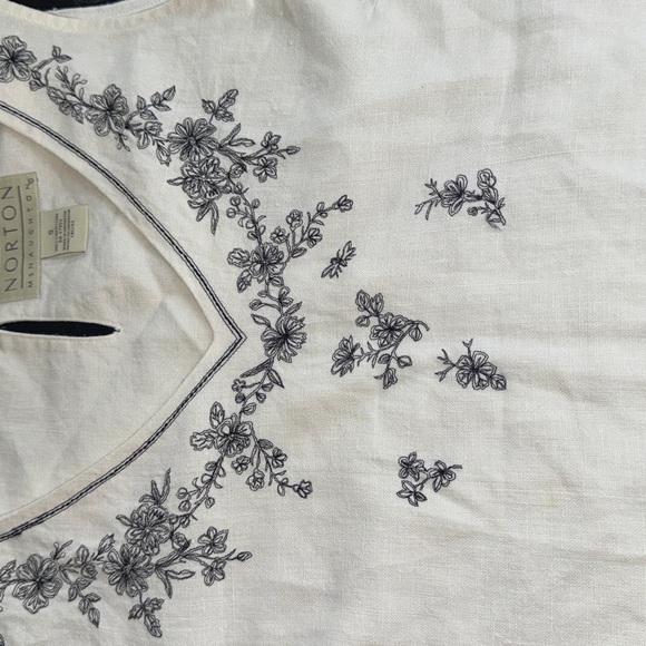 Blouse Embroidered White Sleeveless Top Norton Mcnaughton - Picture 7 of 8